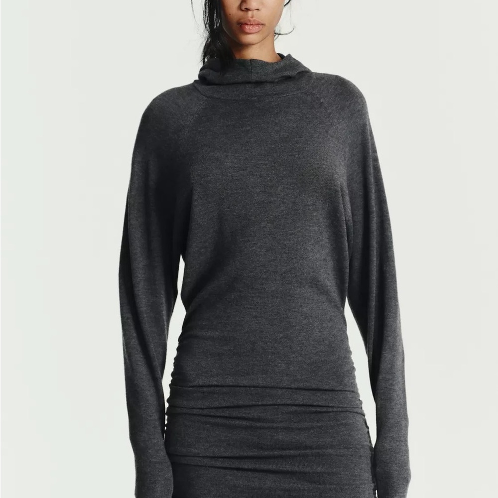 New Zara hoodie knit mini in anthracite grey - small